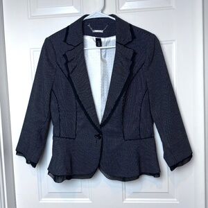 White House Black Market Black and White Houndstooth Blazer